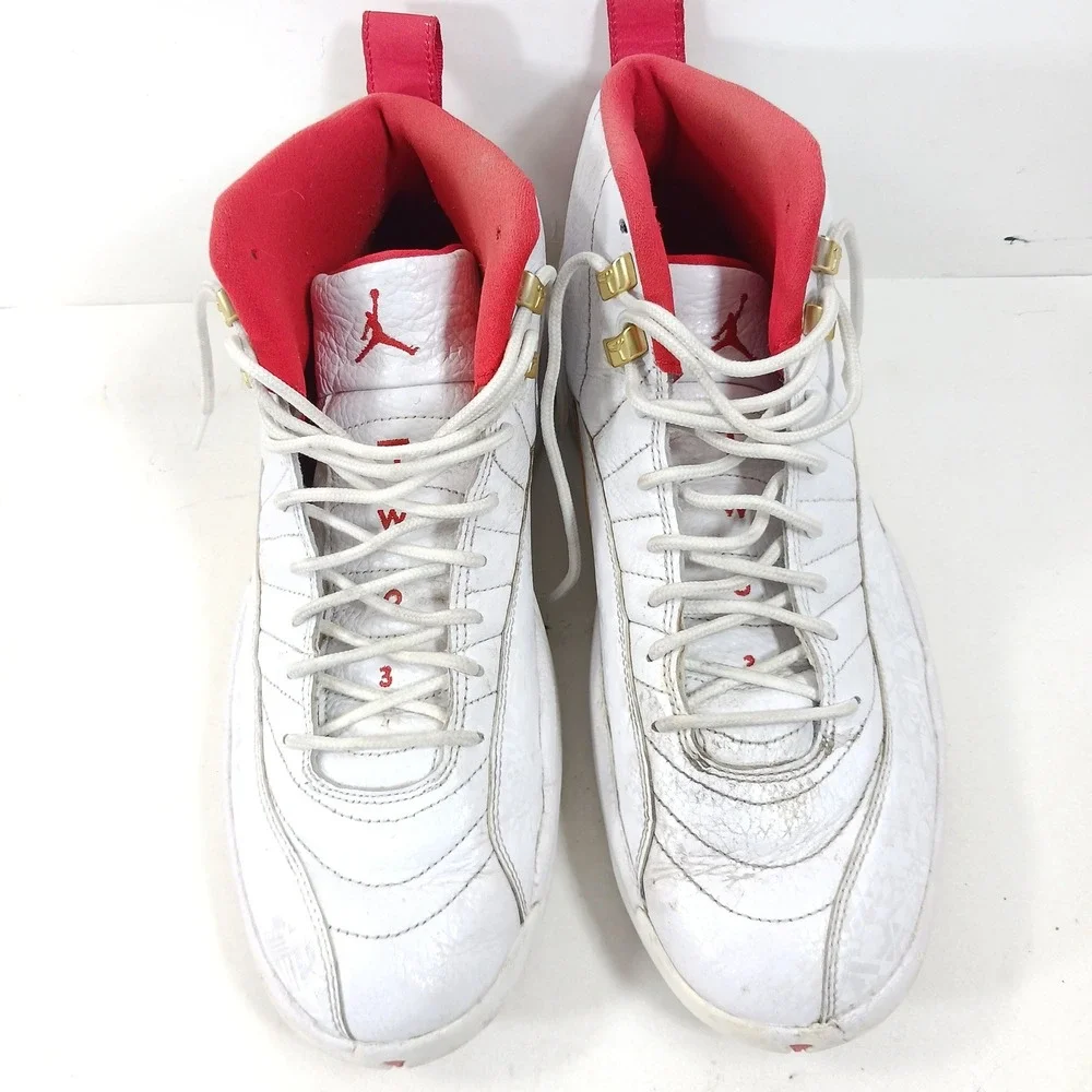 Air Jordan 12 Retro FIBA White University Red Gold 130690-107 Mens 11.5